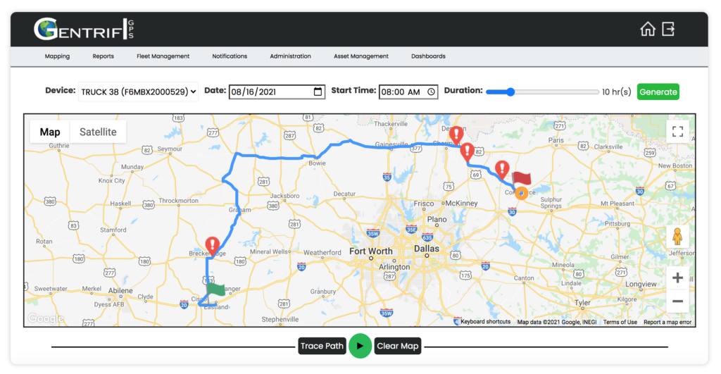 View driver route history using the Breadcrumb tool on Gentrifi's Fleet Management Platform
